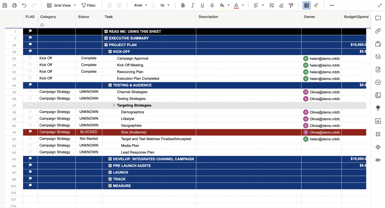 Integrated Digital Marketing Plan Template Smartsheet